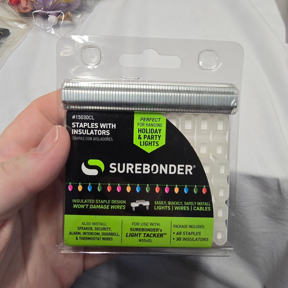 Surebonder 15030CL Staples with Insulators 4 Pack Holiday Light Tacker Staples